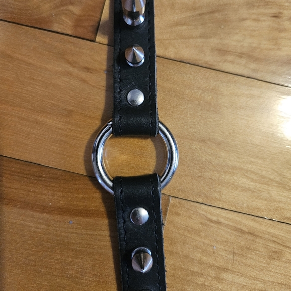 Collar Necklace Leather With Spikes, Ring, Buckle - Picture 7 of 11
